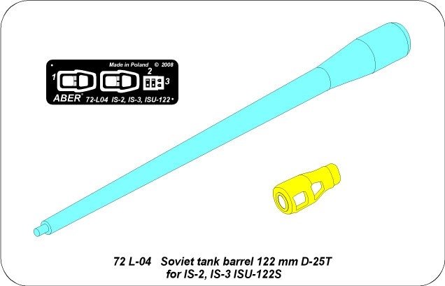 Aber 72L-04 Lufa 122 mm D-25T do radzieckich czołgów IS-2, IS-3, ISU-122S / Soviet tank barrel 122mm D-25T for IS-2, IS-3, ISU-122S 1/72 – Bild 4