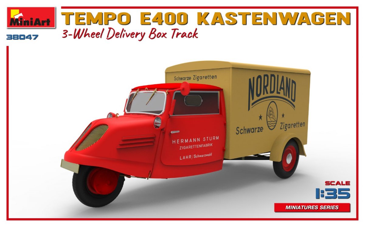 MiniArt 38047 TEMPO E400 KASTENWAGEN 3-WHEEL DELIVERY BOX TRACK 1/35 – immagine 4