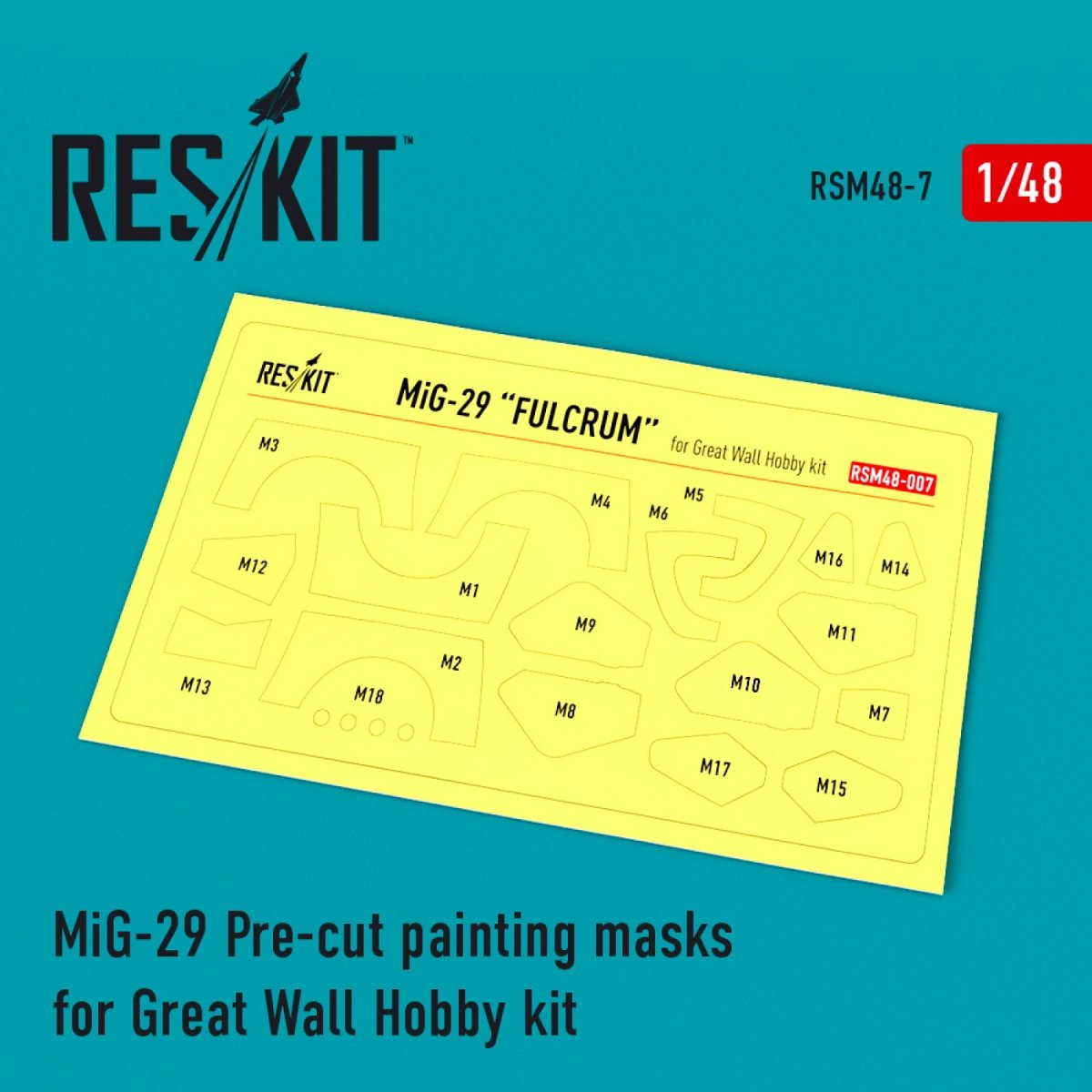 Masques de peinture prédécoupés RESKIT RSM48-0007 MIG-29 pour kit GWH 1/48