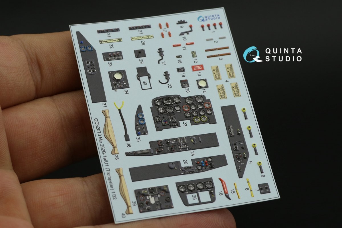 Quinta Studio QD32070 Me 262B1a/U-1 3D-Printed &amp;amp; coloured Interior on decal paper (Trumpeter) 1/32 – immagine 10