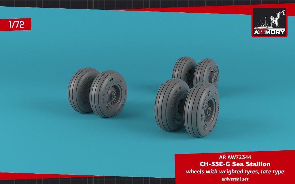 Armory Models AW72344 CH-53 Sea Stallion wheels w/ weighted tires, late 1/72 – zdjęcie 4