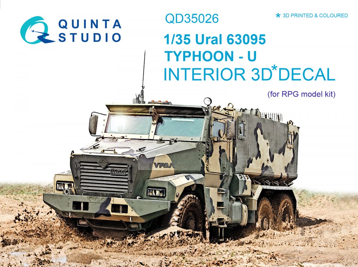 Quinta Studio QD35026 Ural 63095 TYPHOON-U 3D-Printed &amp;amp; coloured Interior on decal paper (for RPG-model kit) 1/35