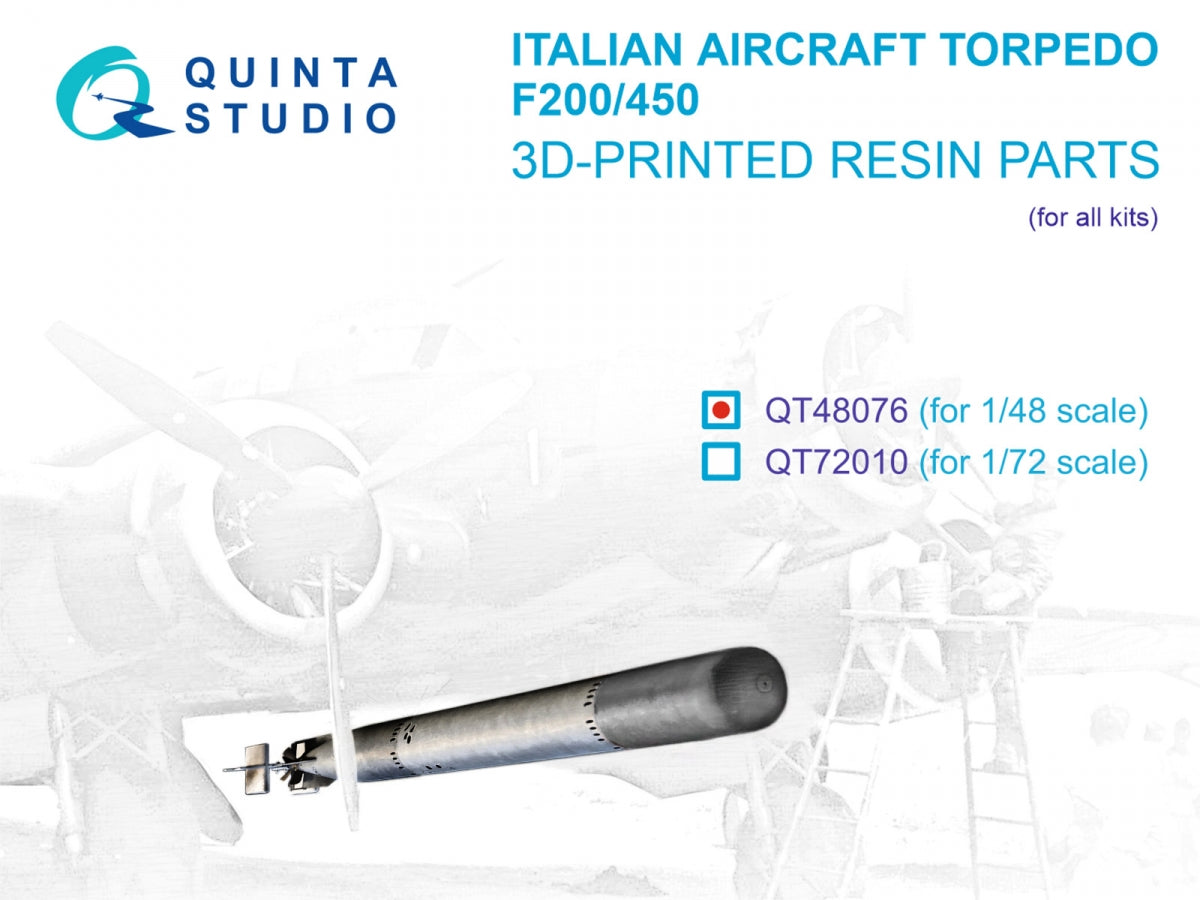 Quinta Studio QT48076 Italian WWII aircraft torpedo F200-450 (all kits) 1/48