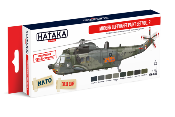 Coffret de peinture Hataka Hobby HTK-AS55 Modern Luftwffe vol. 2 (8x17ml)