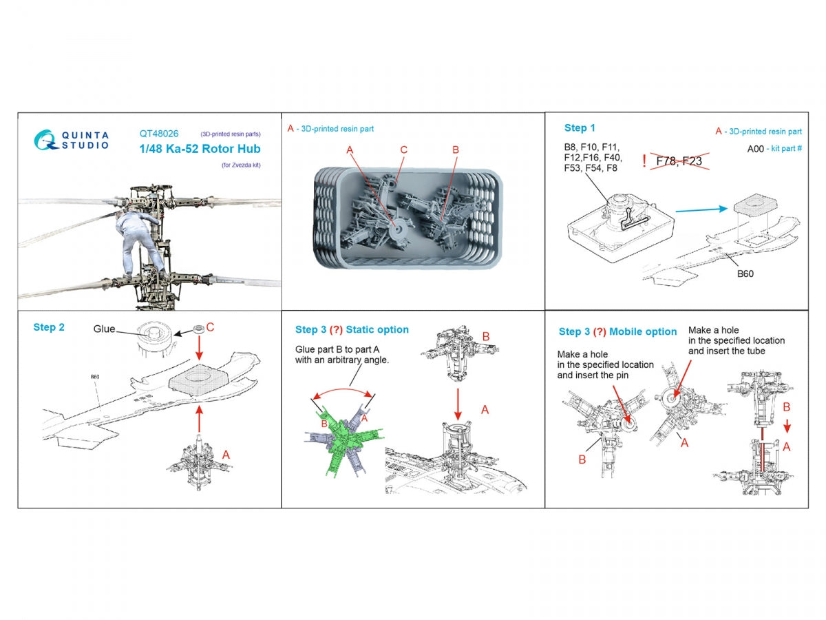 Quinta Studio QT48026 Ka-52 Rotor Hub (Zvezda) 1/48 – Bild 2