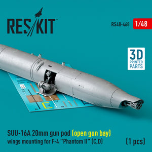 RESKIT RS48-0468 SUU-16A 20mm gun pod (open gun bay) wings mounting for F-4 Phantom II (C,D) (1 pcs) (3D Printed) 1/48 – Bild 2