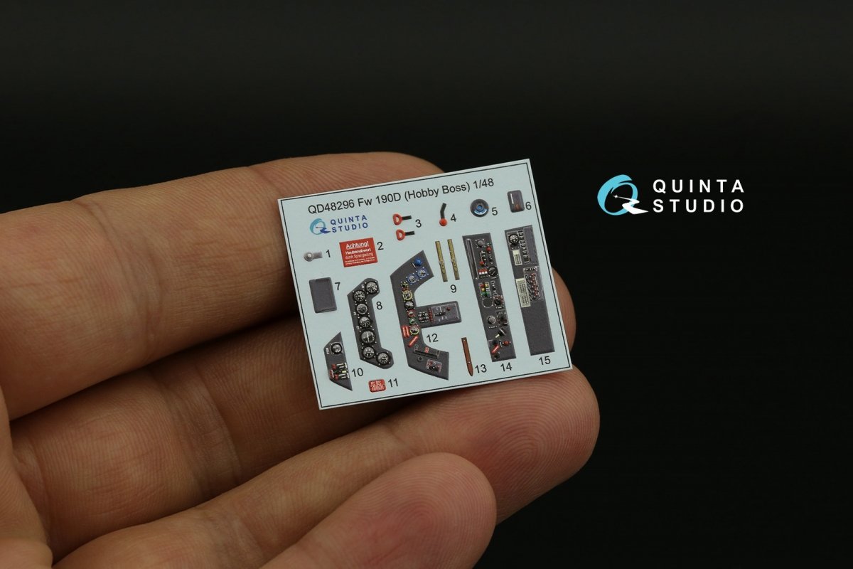 Quinta Studio QD48296 FW 190D-9 3D-Printed &amp;amp; coloured Interior on decal paper (HobbyBoss) 1/48 – immagine 3