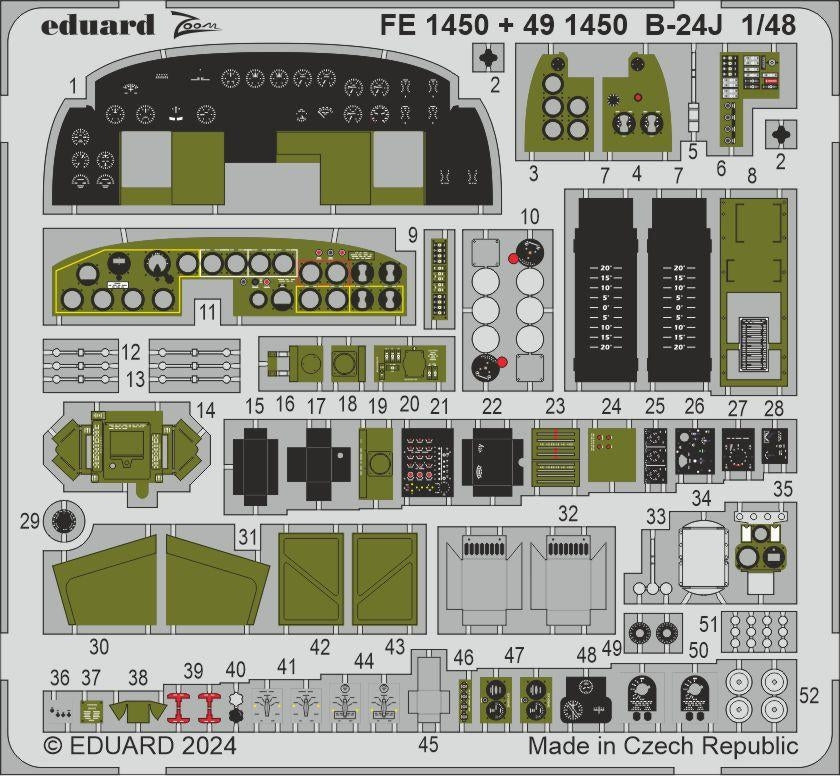 Eduard 491450 B-24J cockpit & engines HOBBY BOSS 1/48