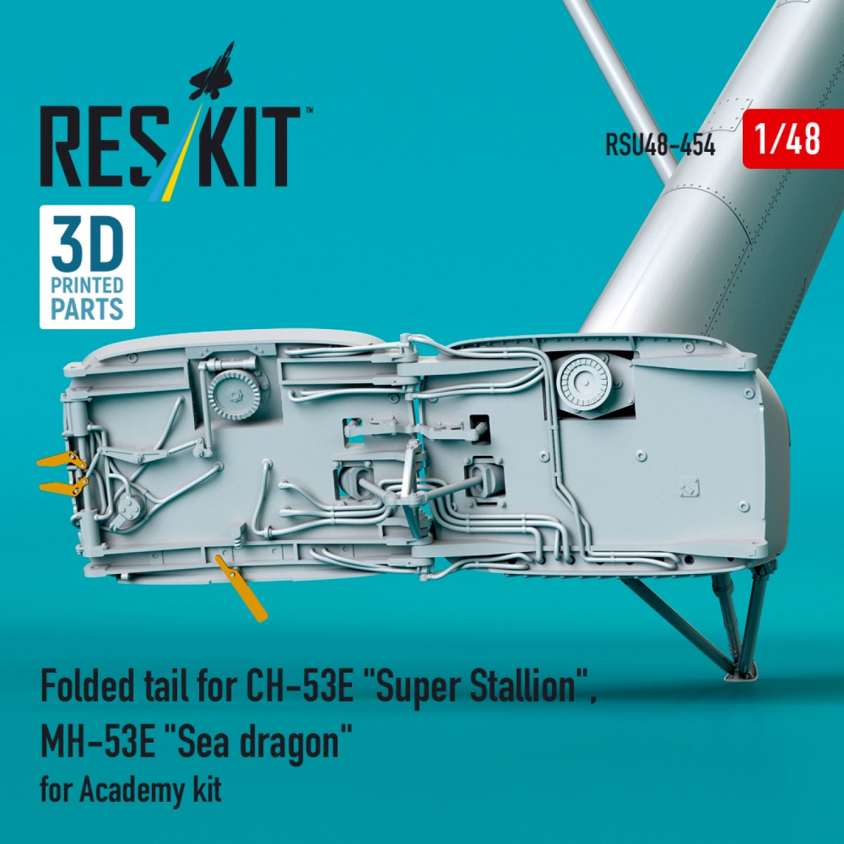 RESKIT RSU48-0454 Folded tail for CH-53E &amp;quot;Super Stallion&amp;quot;, MH-53E &amp;quot;Sea dragon&amp;quot; for Academy kit (3D printed) 1/48 – immagine 2