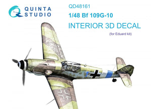 Quinta Studio QD48161 Bf 109G-10 3D-Printed &amp;amp; coloured Interior on decal paper (Eduard) 1/48