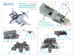 Quinta Studio QDS+48495 F-4D late Phantom II 3D-Printed &amp;amp; coloured Interior on decal paper (Academy) (Small version) (with 3D-printed resin parts) 1/48 – immagine 3