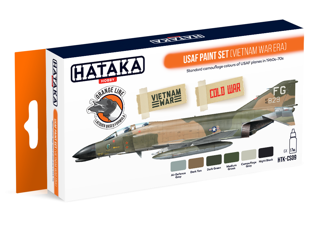 Hataka HTK-CS09 ORANGE LINE – Ensemble de peinture USAF (époque de la guerre du Vietnam) 6x17ml