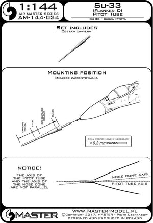 Master AM-144-024 Su-33 (Flanker D) Pitot tube 1/144 – zdjęcie 3