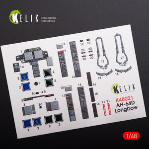 KELIK K48021 AH-64D &amp;quot;APACHE LONGBOW&amp;quot; INTERIOR 3D DECALS FOR HASEGAWA KIT 1/48 – immagine 2