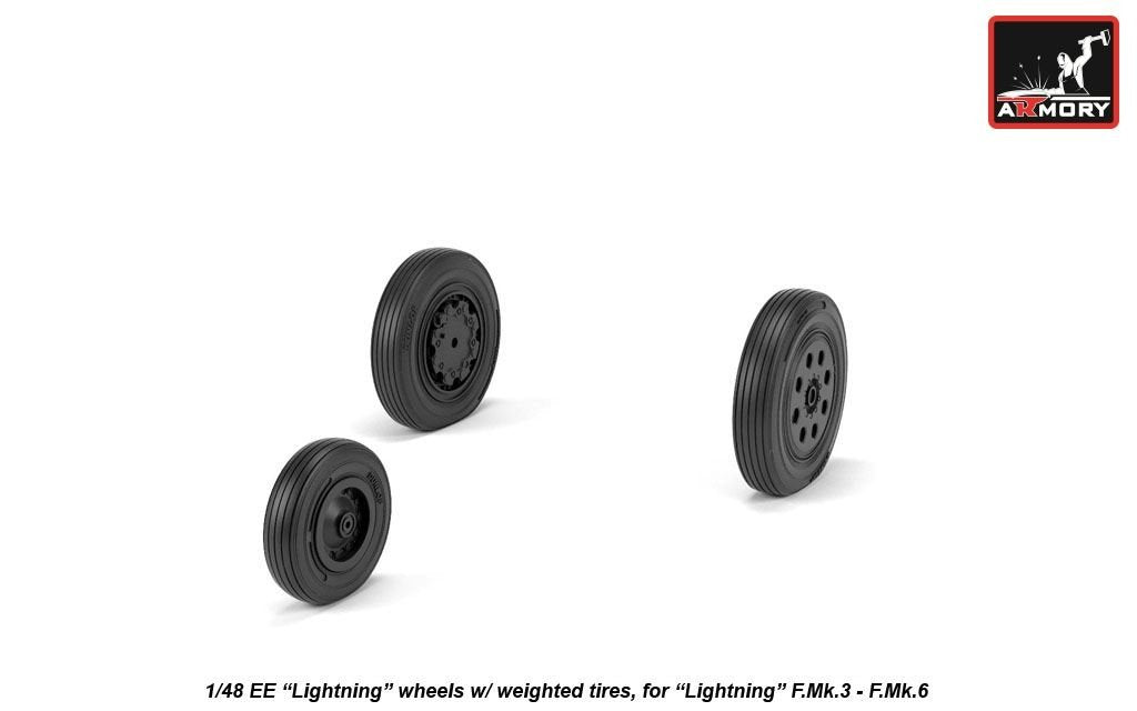 Armory Models AW48408 EE Lightning wheels w/ weighted tires, late 1/48 – immagine 2