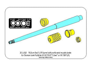Aber 35l-232 10,5cm KwK L/70 barrel with perforated muzzle brake for German Pz.Kpfw. VII Lowe or VK 7201(K) 1/35 – Bild 8