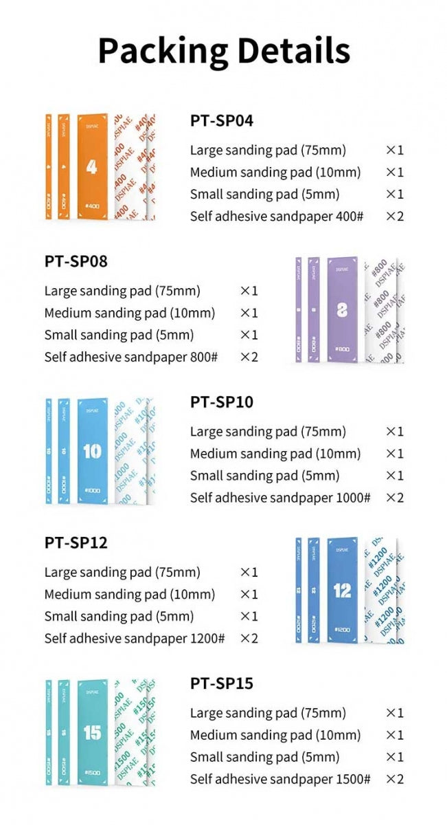 DSPIAE PT-SP08 Acrylic Sanding #800 Pad Set 3 pcs / Zestaw akrylowych płytek szlifierskich #800 3 szt – immagine 2