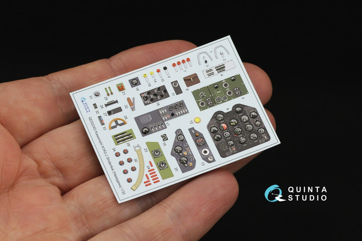Quinta Studio QD32245 N1K2-J Shidenkai 3D-Printed &amp;amp; coloured Interior on decal paper (Hasegawa) 1/32 – immagine 4