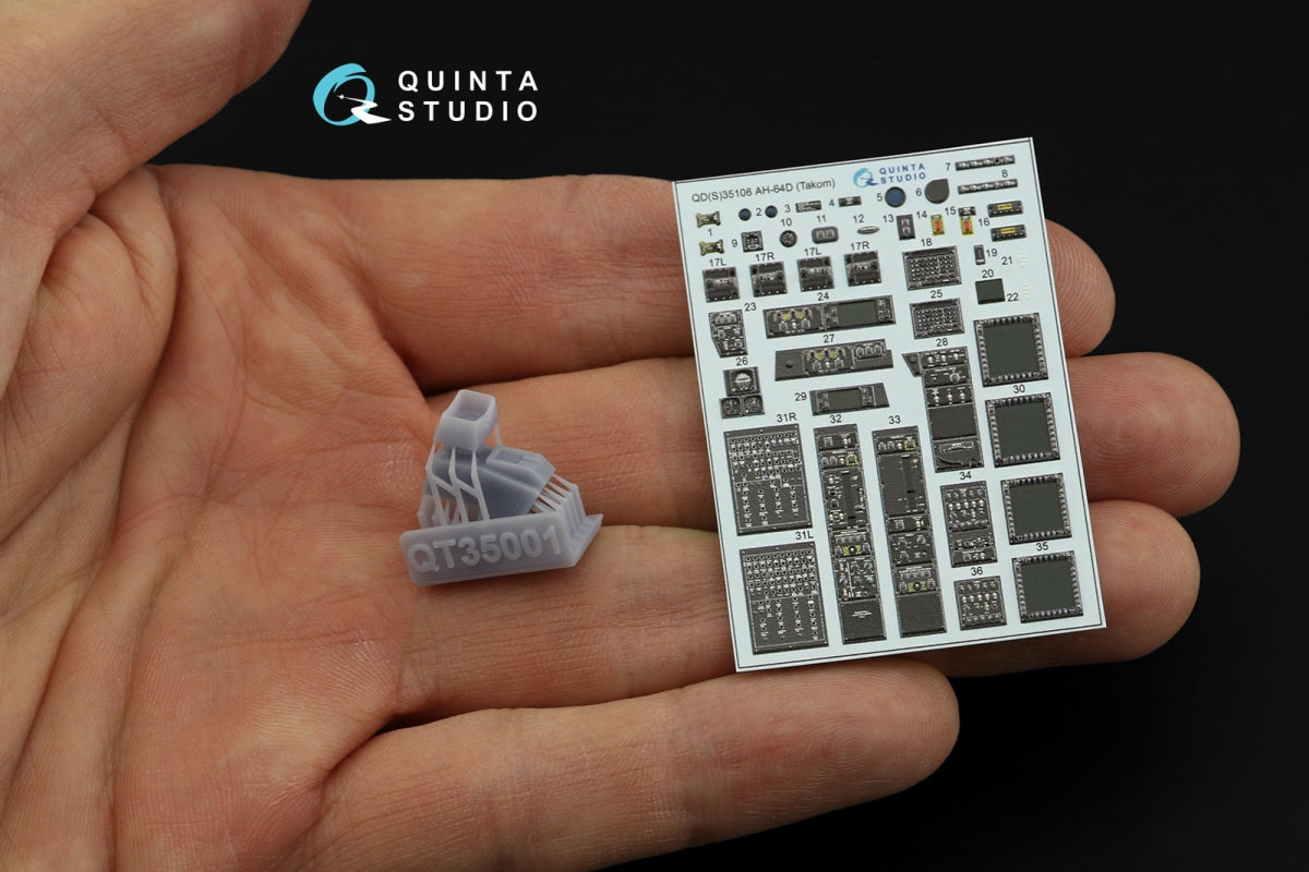 Intérieur imprimé en 3D et coloré sur papier décalcomanie (Takom) pour Quinta Studio QDS+35106 AH-64D (petite version) (avec pièces en résine imprimées en 3D) 1/35 – image 7