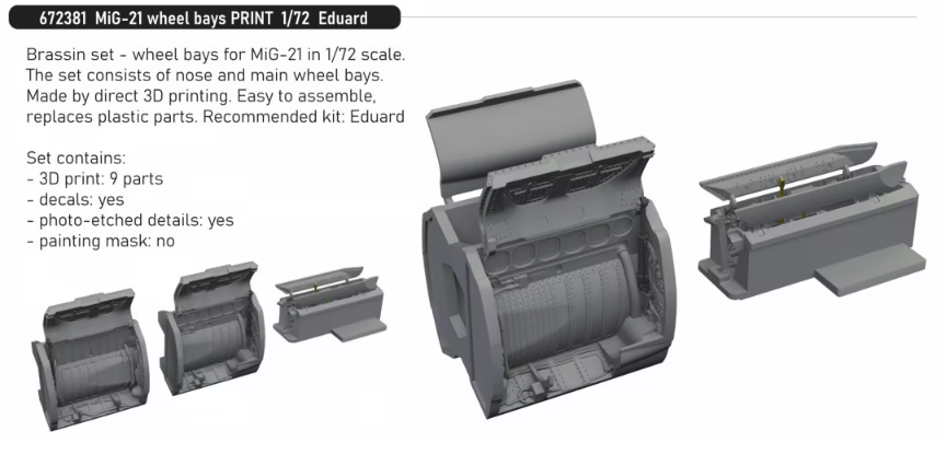 Eduard 672381 Baies de train d&amp;#39;atterrissage MiG-21 IMPRESSION EDUARD 1/72