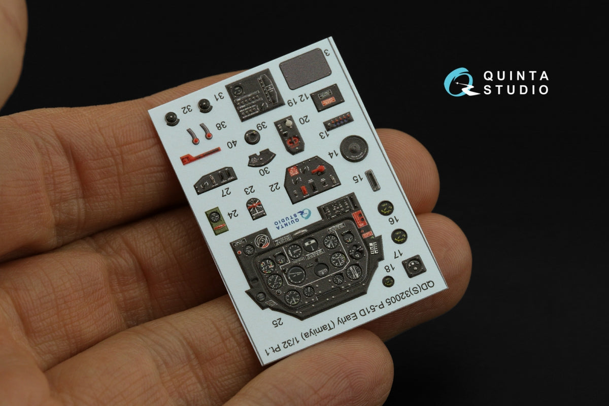 Quinta Studio QDS-32005 P-51D (Early) 3D-Printed coloured Interior on decal paper (Tamiya) (small version) 1/32 – Bild 5