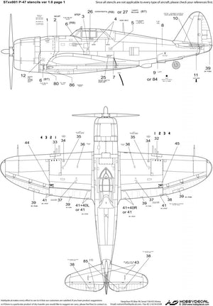 HobbyDecal ST32001V1 P-47 Stencils ver 1 1/32 – immagine 2