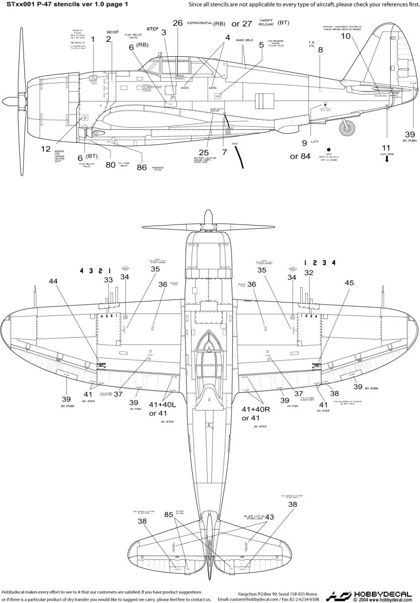 HobbyDecal ST32001V1 P-47 Stencils ver 1 1/32 – immagine 2