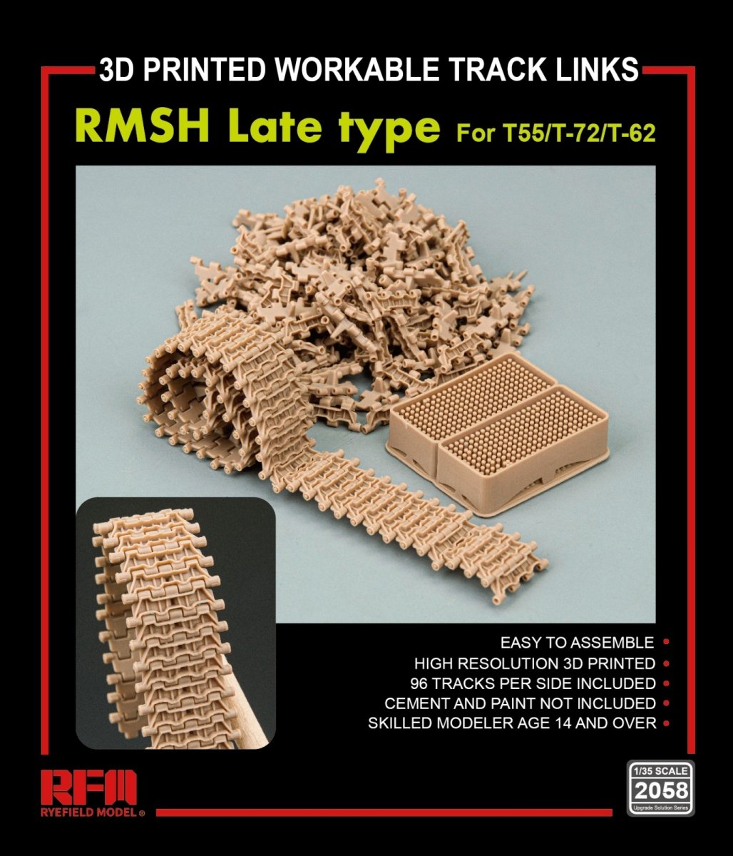 Rye Field Model 2058 RMSH Late Type For T55/-72/T-62 3D PRINTED WORKABLE TRACK LINKS 1/35 – immagine 2