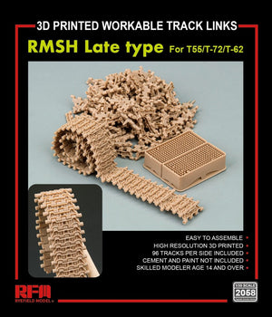 Rye Field Model 2058 RMSH Late Type For T55/-72/T-62 3D PRINTED WORKABLE TRACK LINKS 1/35 – immagine 2