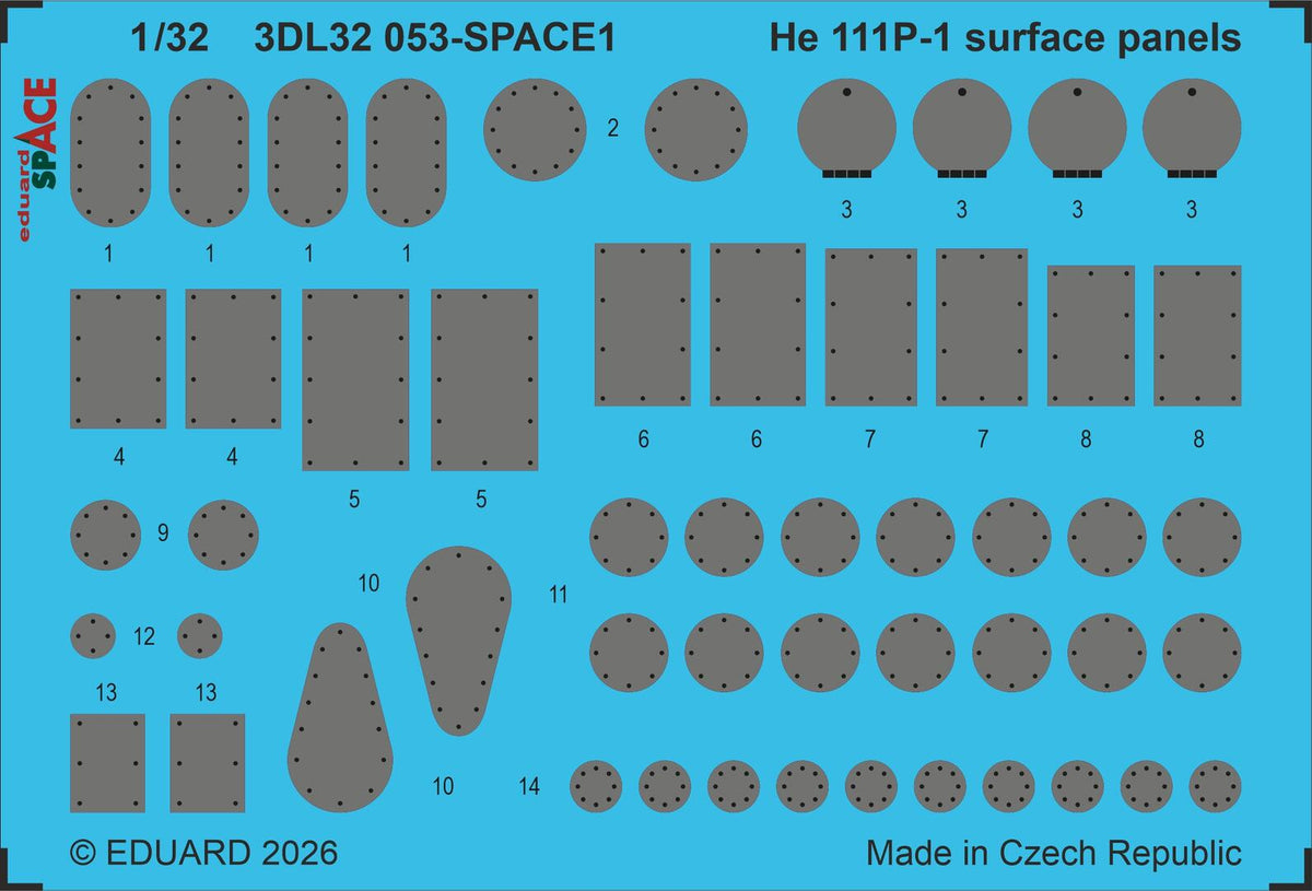 Eduard 3DL32053 Heinkel He-111 P-1 Surface Panel Space Set for REVELL 1/32