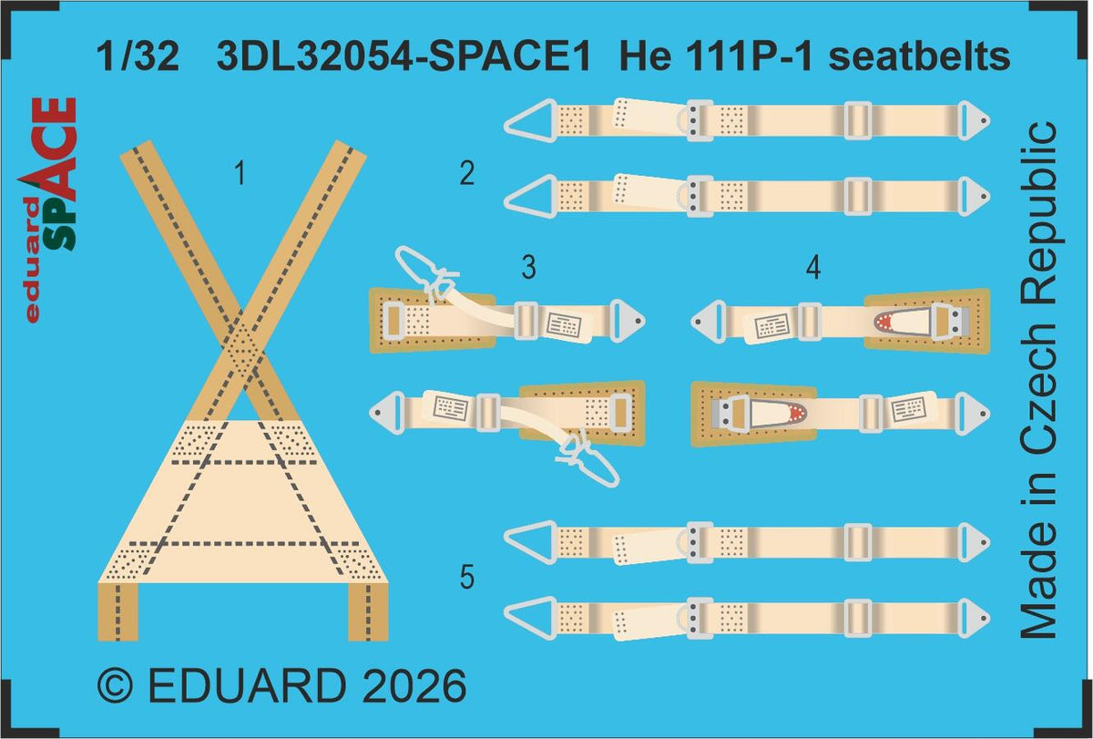 Eduard 3DL32054 Heinkel He-111 P-1  Seatbelts Space Set for REVELL 1/32