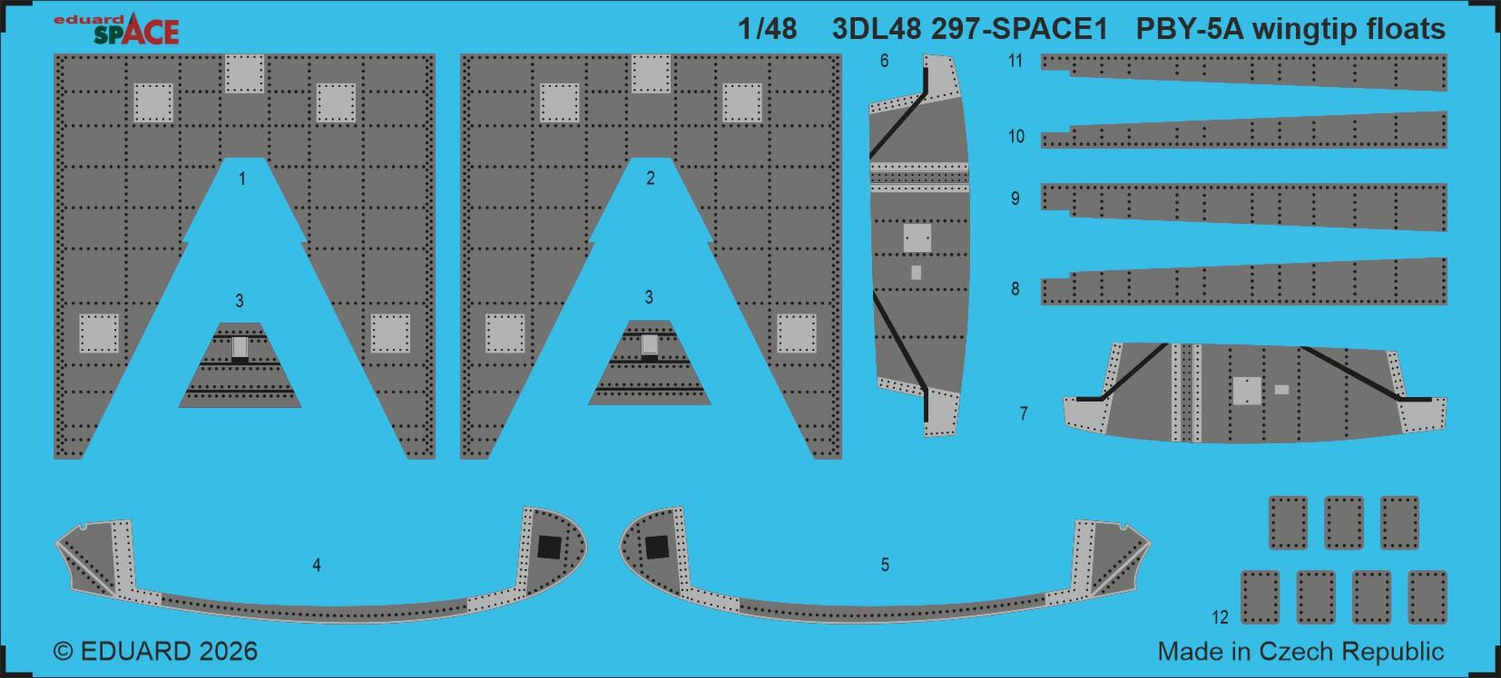 Eduard 3DL48297 PBY-5A wingtip floats SPACE for Eduard, Revell 1/48