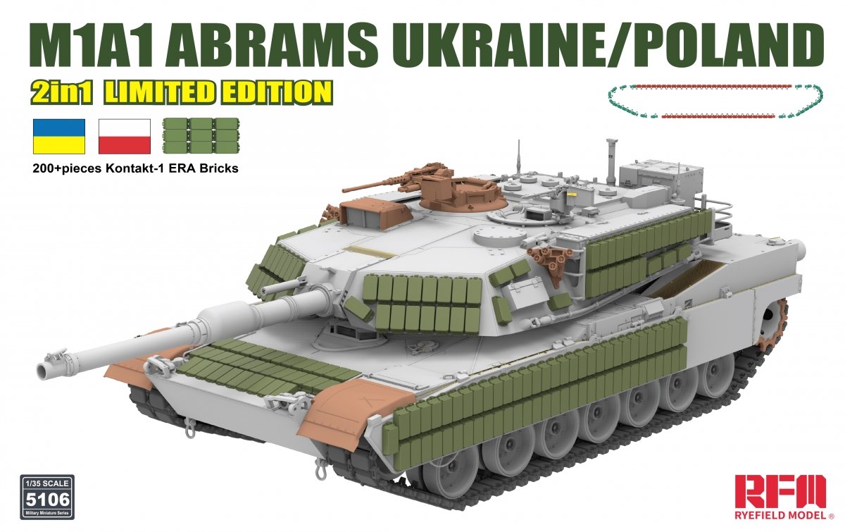 Rye Field Model 5106 M1A1 Abrams Ukraine/Poland - 2in1 Limited Edition 1/35