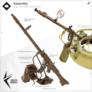 Faustus Models FM35076 Fla-MG Fliegerbeschussgerät MG-34 1/35 [Ultra Detailed German AA Gun Mount WW2] 1/35