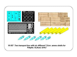 Aber 16057 Two transport box with six different 7,5cm ammo for PzKpfw. IV, Ausf, H-J 1/16 – immagine 7