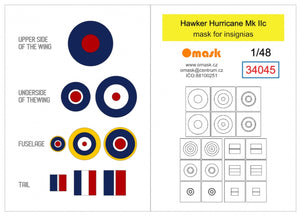 Omask 34045 Hawker Hurricane Mk II c - Mask for Insignias 1/48