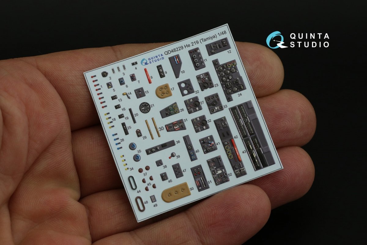 Quinta Studio QD48229 He 219 3D-Printed &amp;amp; coloured Interior on decal paper (Tamiya) 1/48 – immagine 11