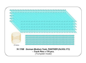 Aber 16170B Set of pins for Panther tank tracks x176 pcs / Zestaw sworzni do gąsienic czołgu Panther x176 szt 1/16