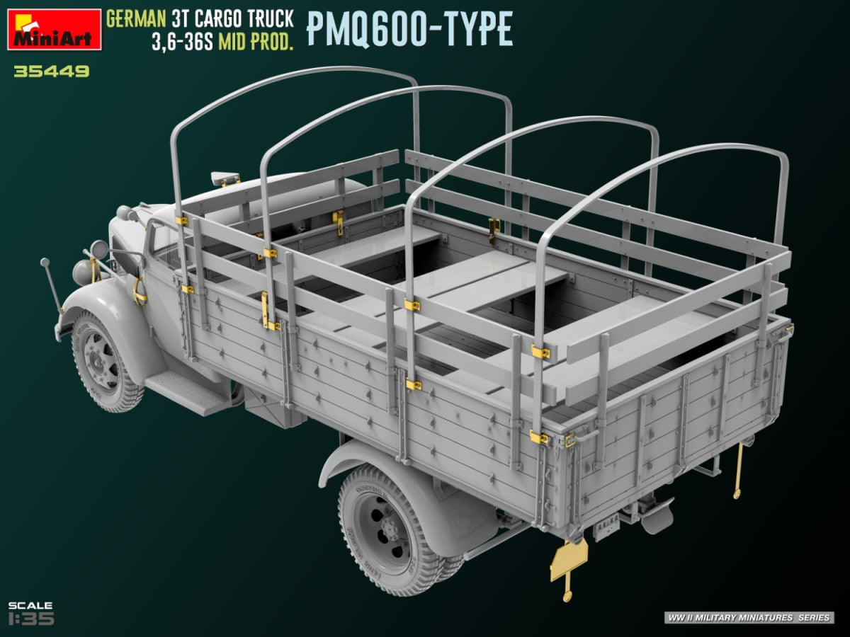 Miniart 35449 GERMAN 3T CARGO TRUCK 3,6-36S MID PROD. PMQ600-TYPE 1/35 – Bild 6