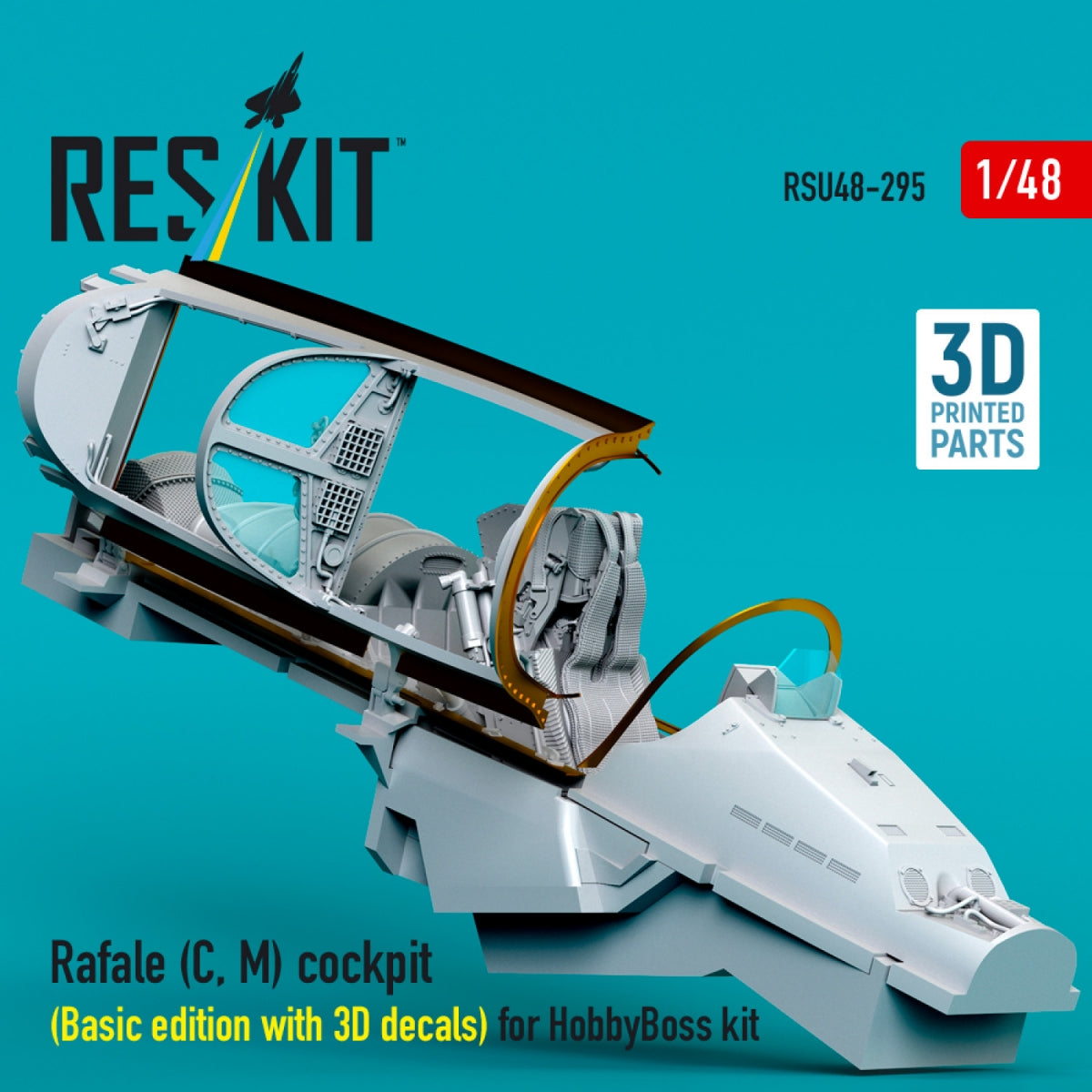 RESKIT RSU48-0295 Rafale (C, M) cockpit (Basic edition with 3D decals) for HobbyBoss kit (3D printed) 1/48 – zdjęcie 3
