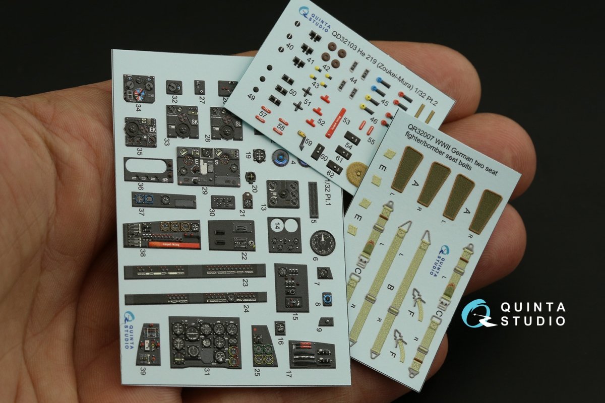 Quinta Studio QD32103 He 219 3D-Printed &amp;amp; coloured Interior on decal paper ( ZM SWS ) 1/32 – immagine 13