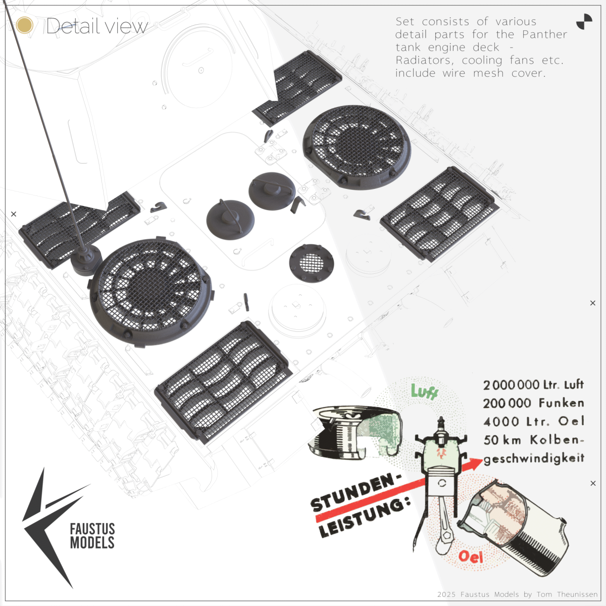 Faustus Models FM35026 Panther A Engine Details Type A 1/35