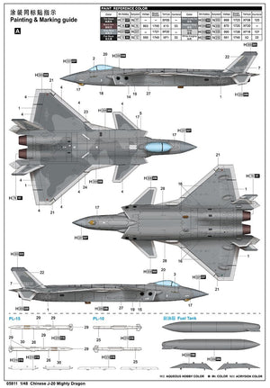 Trumpeter 05811 Chinese J-20 Mighty Dragon 1/48 – imagen 10