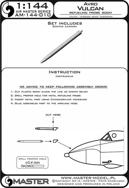 Master AM-144-010 Avro Vulcan - Refueling Probe Boom 1/144 – imagen 3