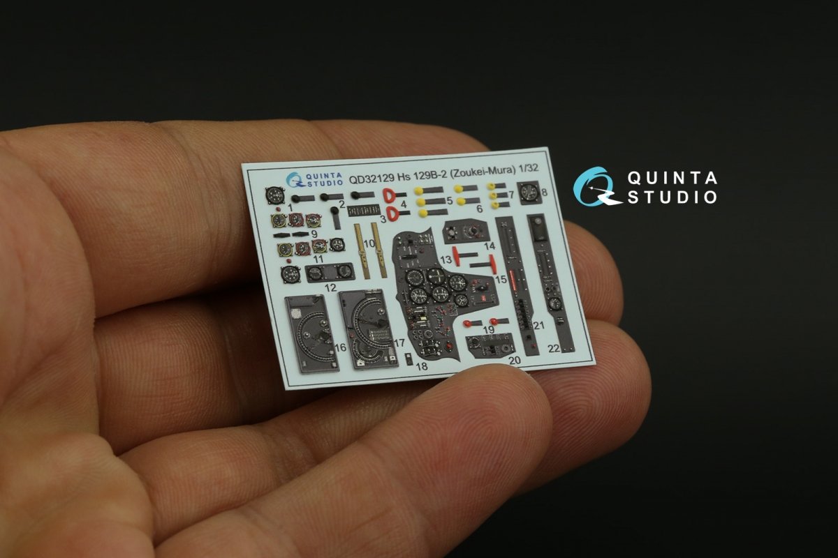 Quinta Studio QD32129 Hs 129B-2 3D-Printed &amp;amp; coloured Interior on decal paper ( Zoukei-Mura ) 1/32 – immagine 8