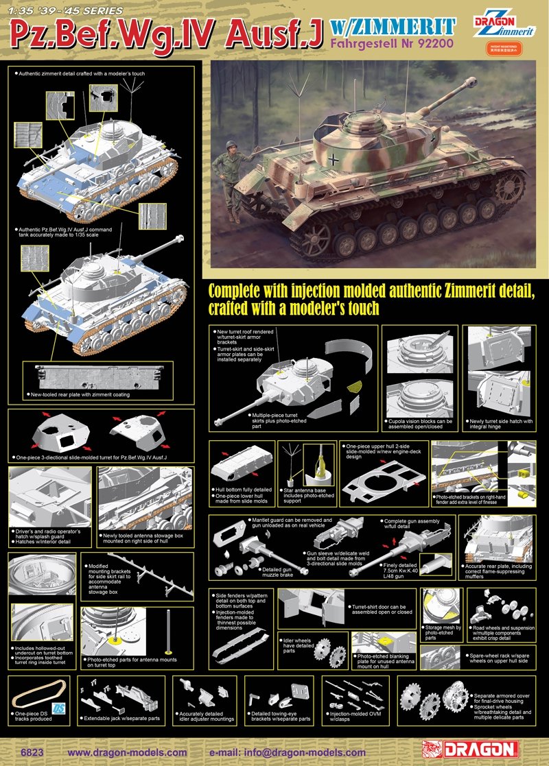 Dragon 6823 Pz.Bef.Wg.IV Ausf.J Fahrgestell Nr 92200 w/Zimmerit – immagine 2