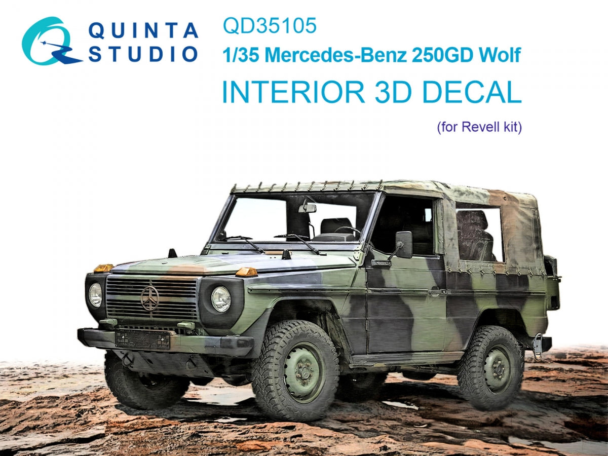 Quinta Studio QD35105 Mercedes-Benz 250GD Wolf 3D-Printed &amp; colored Interior on decal paper (Revell) 1/35