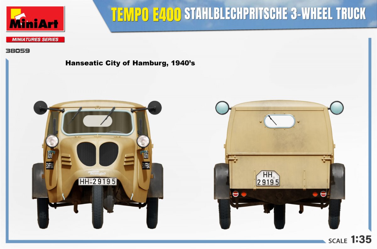 MiniArt 38059 TEMPO E400 STAHLBLECHPRITSCHE 3-WHEEL TRUCK 1/35 – Bild 5