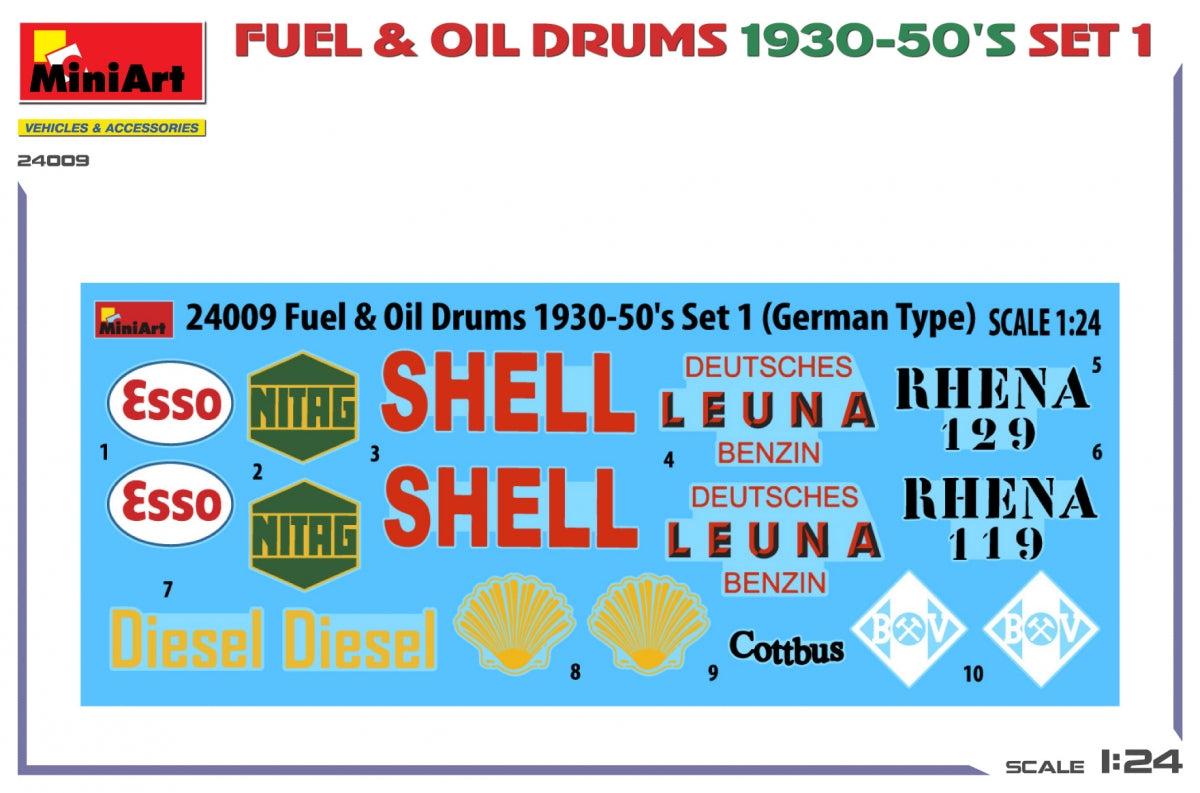 MiniArt 24009 FUEL OIL DRUMS 1930-50’S SET 1. GERMAN TYPE 1/24 – immagine 2