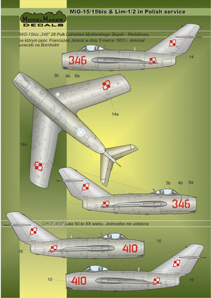 ModelMaker Decals D48023 MiG-15/15bis &amp;amp; Lim-1/2 in Polish service – immagine 3